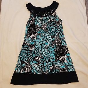 Turquoise knit high collar sun dress